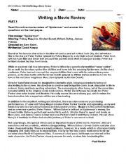 English Worksheet: Writing Movie Review