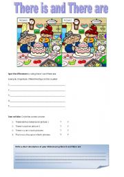English Worksheet: Spot the differences( There is and There are)