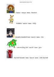 English worksheet: describing mascots