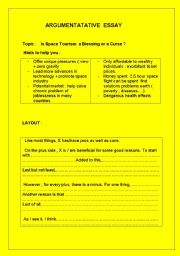 English Worksheet: Space tourism (writing)