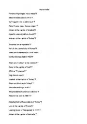 English Worksheet: true or false