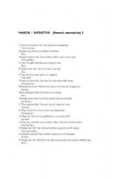 English Worksheet: PASSIVE - INFINITIVE (personal construction)2