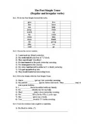 English Worksheet: The Past Simple Tense (regular and irregular verbs)
