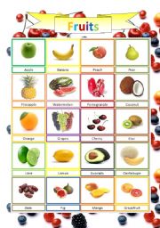 English Worksheet: Fruits Flash Cards Part one