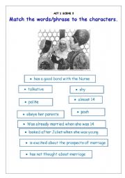 English worksheet: Romeo and Juliet. Act 1 Scene 3