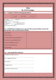 English worksheet: Song - Alice