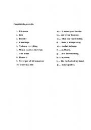 English worksheet: Proverbs