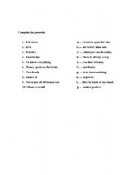 English Worksheet: Proverbs