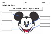 English Worksheet: Label the face