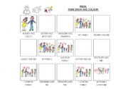 English worksheet: My family - read, draw & colour.