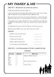 English Worksheet: My Family & Me