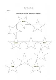 English worksheet: numbered stars