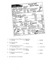 English Worksheet: The Chalet Sporting Goods Center Annual Sales