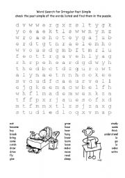 English Worksheet: Irregular Verb Word Search