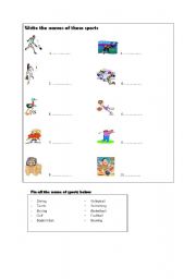 English worksheet: sports