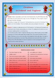 English Worksheet: Christmas in Ireland and England