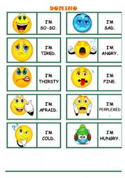 English Worksheet: feelings domino
