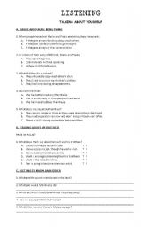 English worksheet: LISTENING: Talking about yourself