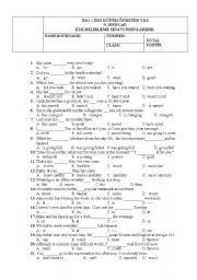 English Worksheet: A2 Level Placement Test