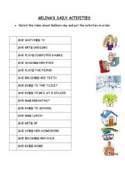 English Worksheet: Melinas daily routines