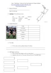 English worksheet: Video:  Total Rugby  Postcards from New Zealand in Rotorua with Wayne Shelford - Part 1