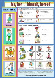 English Worksheet: His,Her / himself, herself