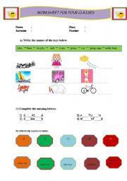 English worksheet: worksheet for 4th grades