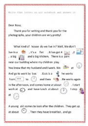 writing a letter. Revision of time and vocabulary