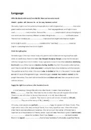 English worksheet: language tasks