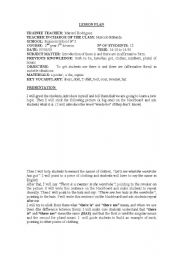English Worksheet: lesson plan there is are