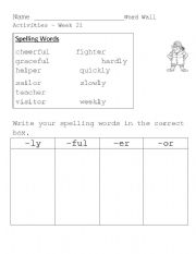 English worksheet: Word Wall