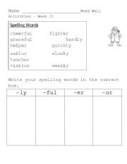 English Worksheet: Word Wall