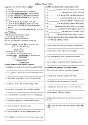 English Worksheet: Relative cllauses with