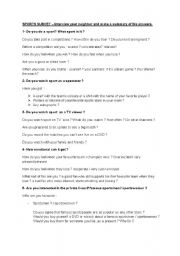 English Worksheet: sports survey