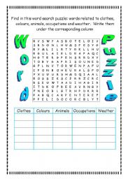 English Worksheet: Word Puzzle