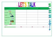 English worksheet: HOLIDAYS SPEAKING IN GROUPS CHART