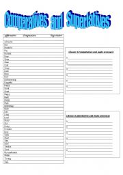 English Worksheet: Comparatives and superlatives