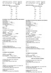 English Worksheet: Song Stand by Me