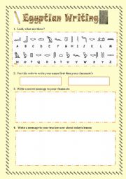 English Worksheet: Fun with Egyptian Writing