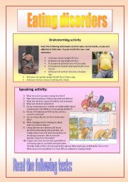 English Worksheet: Eating disorders-Speaking, reading and writing activities