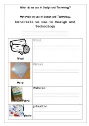English Worksheet: Different types of materials