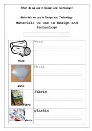 English worksheet: Different types of materials