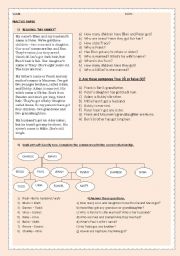 English Worksheet: FAMILY