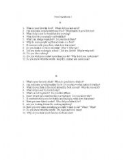 English Worksheet: food questions