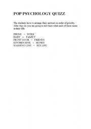 English Worksheet: Pop Psychology Quiz