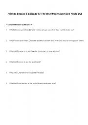 English Worksheet: Friends Season 5 Episode 14 The One Where Everyone Finds Out