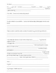 English Worksheet: all about me