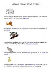 English Worksheet: Animals you can se at the Zoo