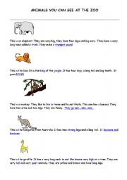 English worksheet: Animals you can se at the Zoo