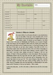 English Worksheet: Timetable 